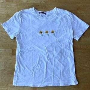 Brandy Melville Embroidered Flower Tee Shirt.  See pictures for measurements.